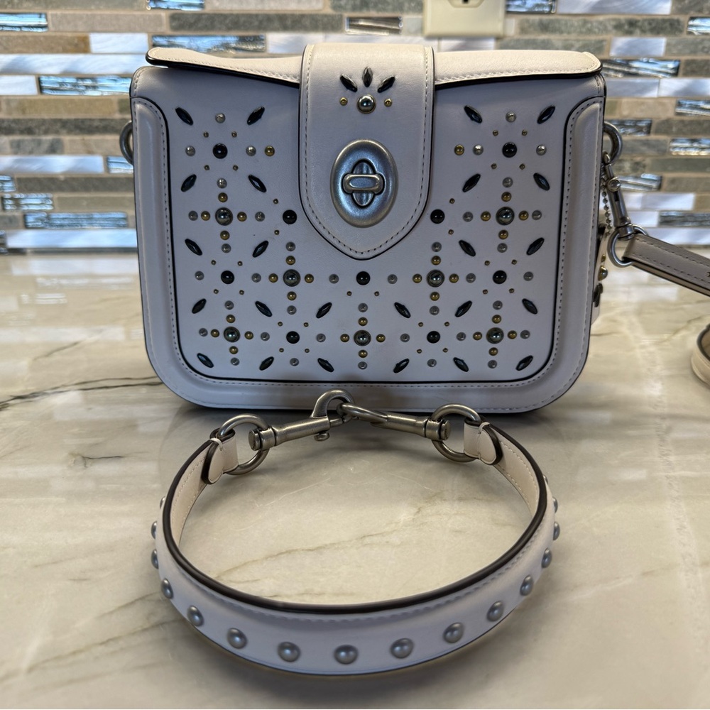 Coach White Studded Crossbody Bag - Picture 3 of 16